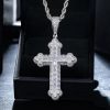 Micro Pave Baguette Cross Pendant in White Gold