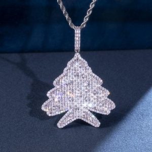 Iced Christmas Tree Charm Pendant