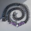 Purple Bat Prong Cuban Chain in Black Gold