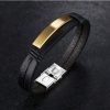 Titanium Steel Men's Double Leather Bracelet