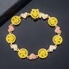 Smile Face & Heart Link Bracelet in Gold