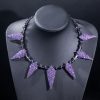 Pave Spiked Fight Tooth and Claw Collar Necklace in Black Gold