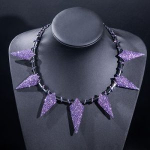 Pave Spiked Fight Tooth and Claw Collar Necklace in Black Gold