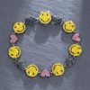 Smile Face & Heart Link Bracelet in Black Gold