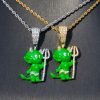 Iced 3D Green Enamel Little Devil Pendant