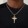 Iced Wings of Angle Ankh Pendant with Star of David