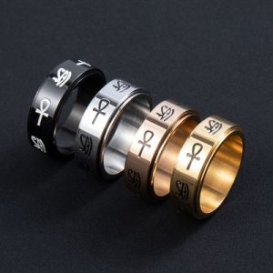 8mm Rotatable Egypt Eye of Horus Titanium Ring