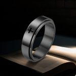 Spinner Relieving Stress Stainless Steel Cross Band in Black Gold