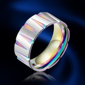 9mm Men's Cone Texture Multicolor Band