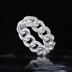 Iced 8mm Cuban Ring in White Gold