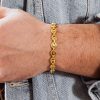 7mm 8" Stainless Steel Coffee Bean Bracelet in Gold