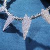 Pave Spiked Fight Tooth and Claw Collar Necklace in White Gold