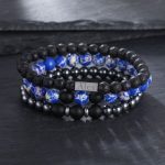 3pcs Personalized Engraved Turquoise Beads Bracelet