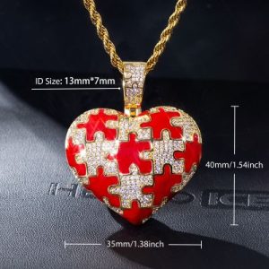 Iced and Enamel Puzzle Heart Pendant