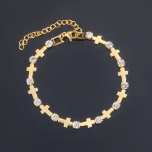 Diamond Cross Bracelet in Gold