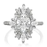 3.17CT Oval & Round Cut VVS Moissanite S925 Silver Engagement Ring