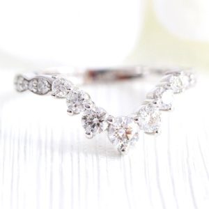 0.68CT Round Cut VVS Moissanite S925 Silver Wedding Band