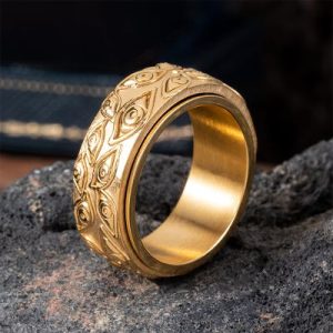 9mm Evil Eyes Spinner Relieving Stress Steel Band in Gold