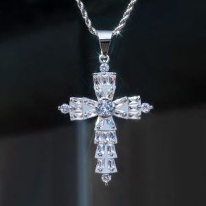 Full Paved Purple/White Cross Pendant