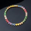 4mm Rainbow Heart-shaped Tennis Bracelet in Gold