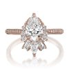 2.47CT Pear & Round Cut VVS Moissanite S925 Silver Engagement Ring