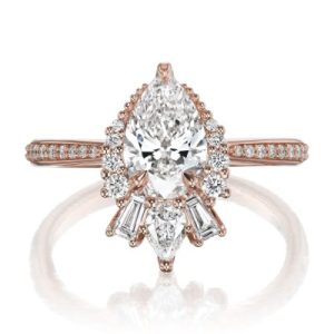 2.47CT Pear & Round Cut VVS Moissanite S925 Silver Engagement Ring