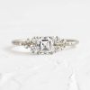 0.62CT Asscher & Round Cut VVS Moissanite S925 Silver Engagement Ring