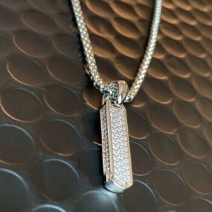 Micro Pave Vertical Bar Pendant