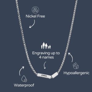 Men's Custom Name Bar with 3mm Round Box Chain