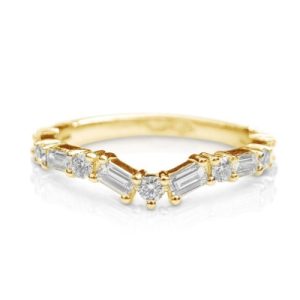 0.69CT Baguette & Round Cut VVS Moissanite S925 Silver Weeding Band