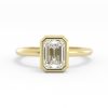 1CT Signature Bezel Emerald Cut VVS Moissanite S925 Silver Engagement Ring