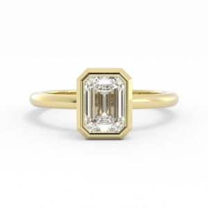 1CT Signature Bezel Emerald Cut VVS Moissanite S925 Silver Engagement Ring