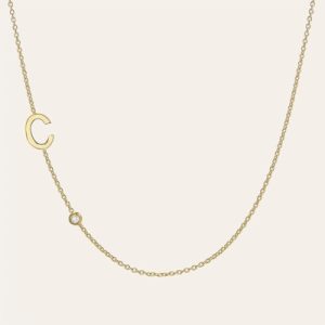 Initial and Birthstone Necklace