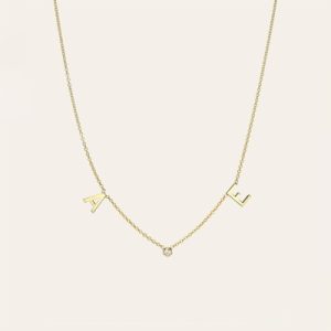 Space Initial and Diamond Bezel Necklace