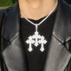 Iced Triple Cross Pendant