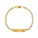 Engraved Bar Bracelet With Cuban Chain
