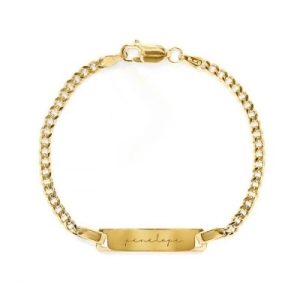 Engraved Bar Bracelet With Cuban Chain