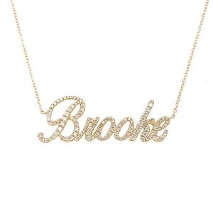 Script Nameplate Diamond Necklace