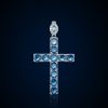 Iced Oval Clasp Blue Cross Pendant