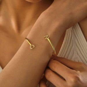 Personalized Diamond Initial Cuff Bangles