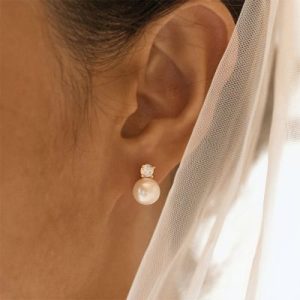Diamond Pearl Stud Earrings