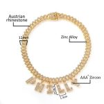 Baguette Cut Custom Name 12mm 8" Cuban Bracelet in Gold