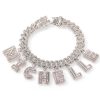Baguette Cut Custom Name 12mm 8" Cuban Bracelet in White Gold