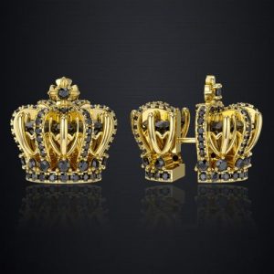 Split Crown Earrings In Gold Plated