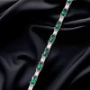 Green & White Baguette Cut Tennis Bracelet