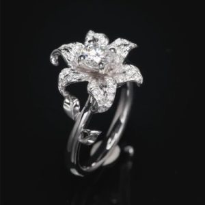 Diamond lily Open Ring