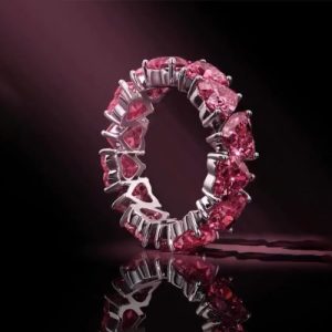 Pink Heart Cut Eternity Band