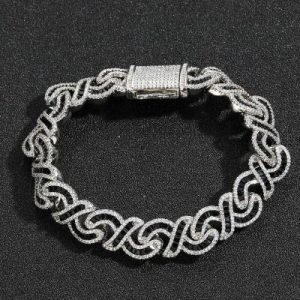 12mm Baguette Cut Black Diamonds Infinity Bracelet
