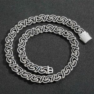 12mm Baguette Cut Black Diamonds Infinity Necklace