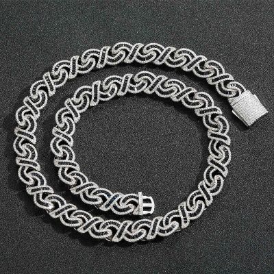 12mm Baguette Cut Black Diamonds Infinity Necklace